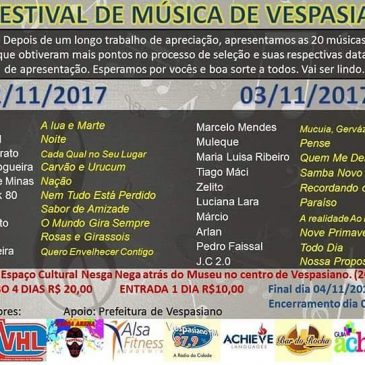 Alegria Alegria! Bóra pro Festival da Música de Vespasiano!